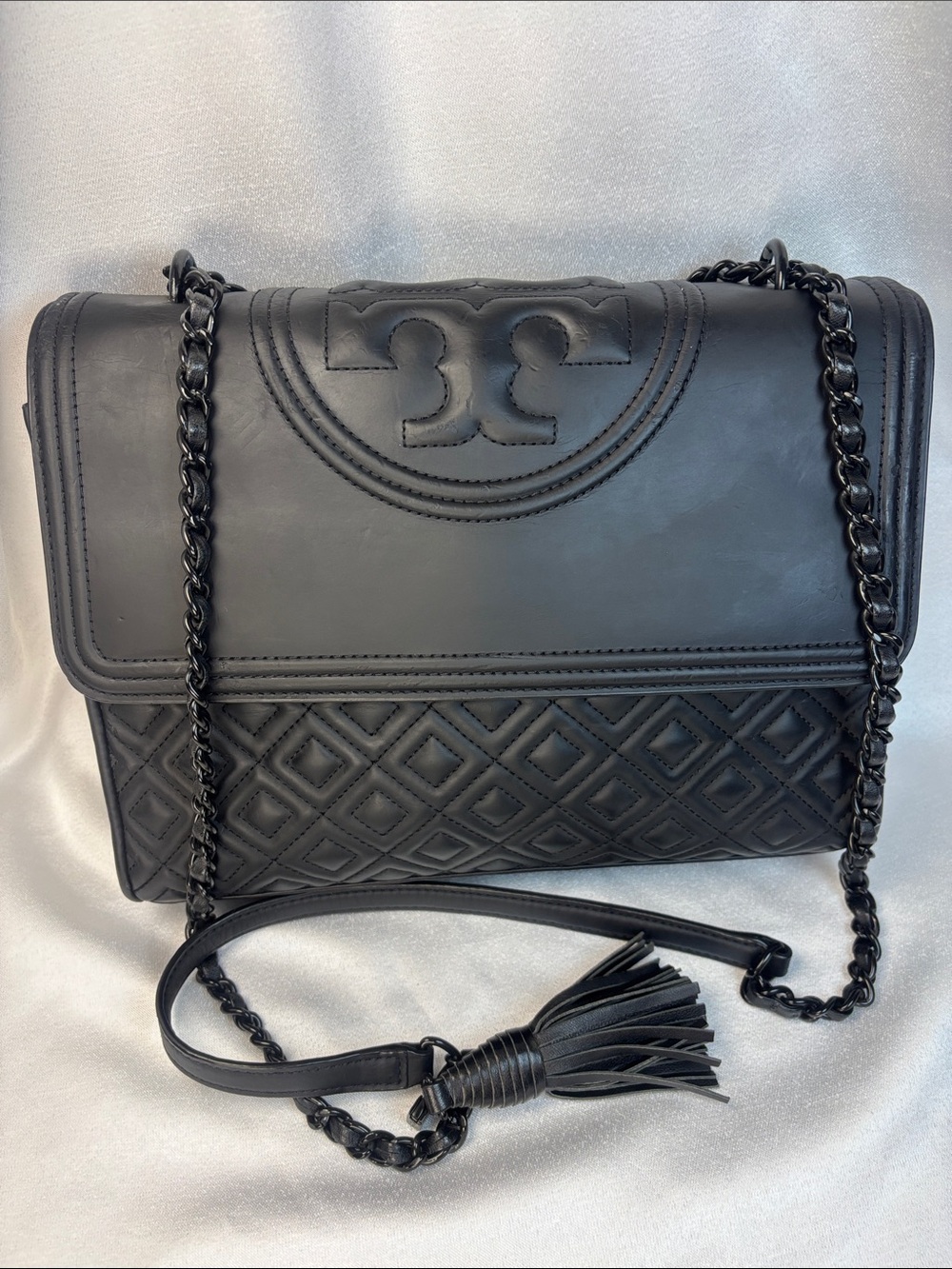 Tory Burch Quilted Leather Chain Shoulder Bag in Black